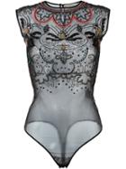 Amen Sheer Embellished Bodysuit