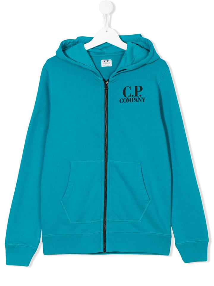 Cp Company Teen Zip-up Hoodie - Blue