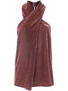 Push Button Velvet Halterneck Top - Pink & Purple