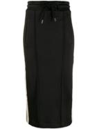 Palm Angels Contrast Stripe Drawstring Midi Skirt - Black