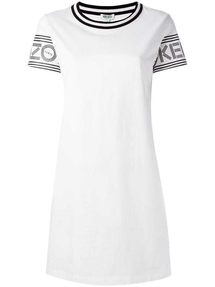 Kenzo Logo Print T-shirt Dress, Women's, Size: Medium, White, Cotton