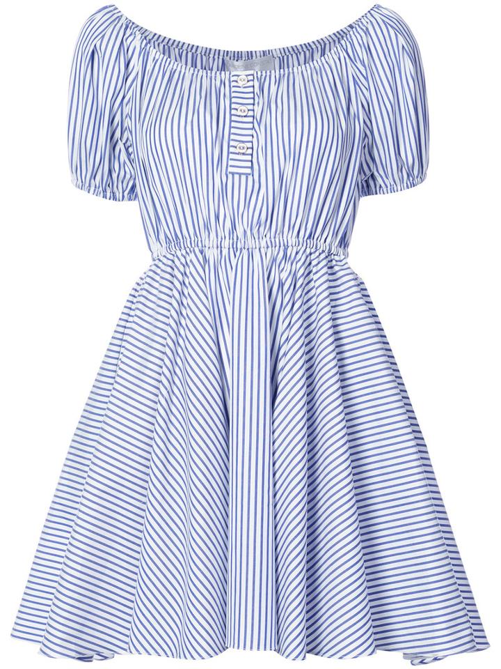 Caroline Constas - Puff Sleeve Bardot Dress - Women - Cotton - S, White, Cotton