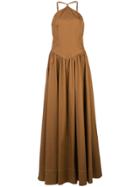 Staud Natasha Halterneck Maxi Dress - Brown
