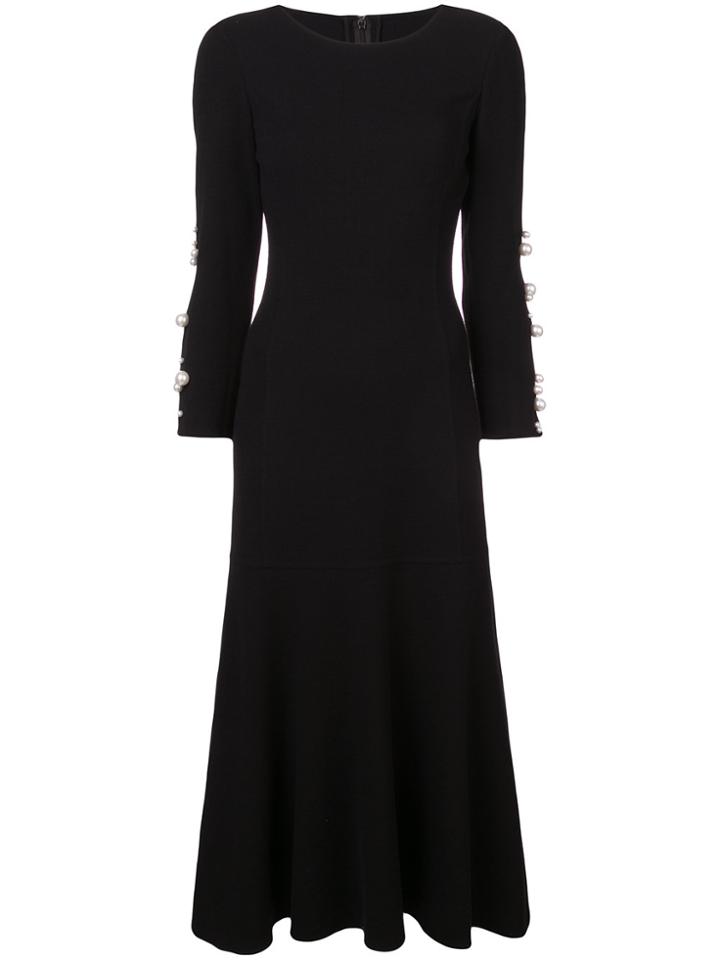 Oscar De La Renta Pearl-embellished Fitted Dress - Black
