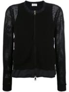 Moncler Mesh Knit Zipped Cardigan, Women's, Size: Large, Black, Viscose/polyester