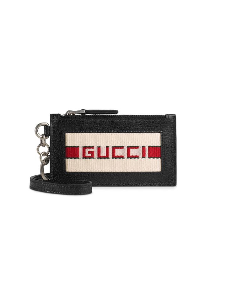 Gucci Gucci Stripe Leather Card Case - Black