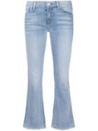 7 For All Mankind Cropped Bootcut Jeans, Women's, Size: 29, Blue, Cotton/spandex/elastane