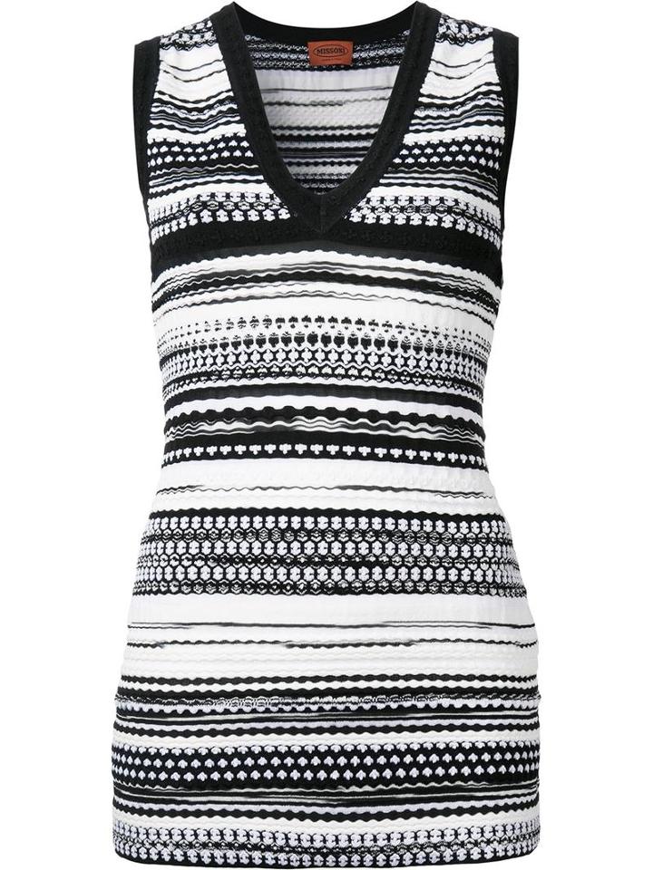 Missoni Striped V-neck Tank, Women's, Size: 44, Black, Nylon/polyester/viscose