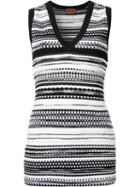 Missoni Striped V-neck Tank, Women's, Size: 44, Black, Nylon/polyester/viscose