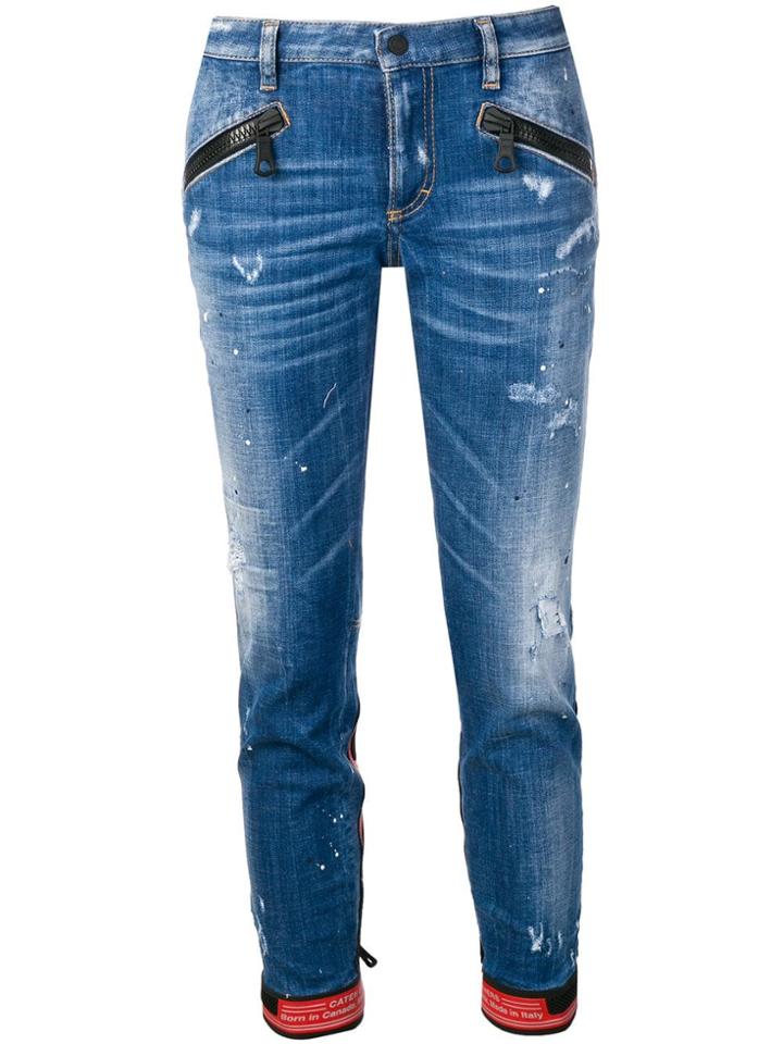 Dsquared2 Biker Details Cropped Jeans - Blue