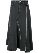 3.1 Phillip Lim Contrast Fringed Denim Skirt - Black
