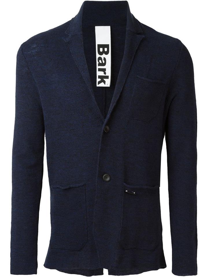 Bark Knit Blazer, Men's, Size: L, Blue, Linen/flax/polyester