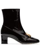 Gucci Black Victoire 55 Leather Heeled Boots