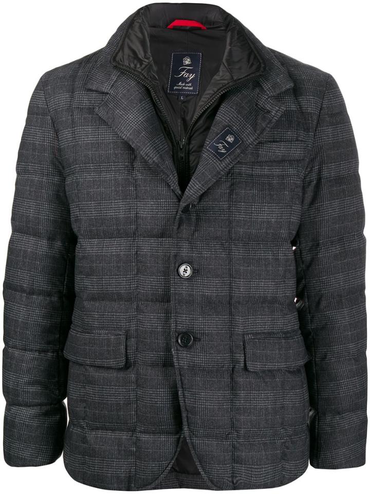 Fay Single-breasted Down Coat - Grey