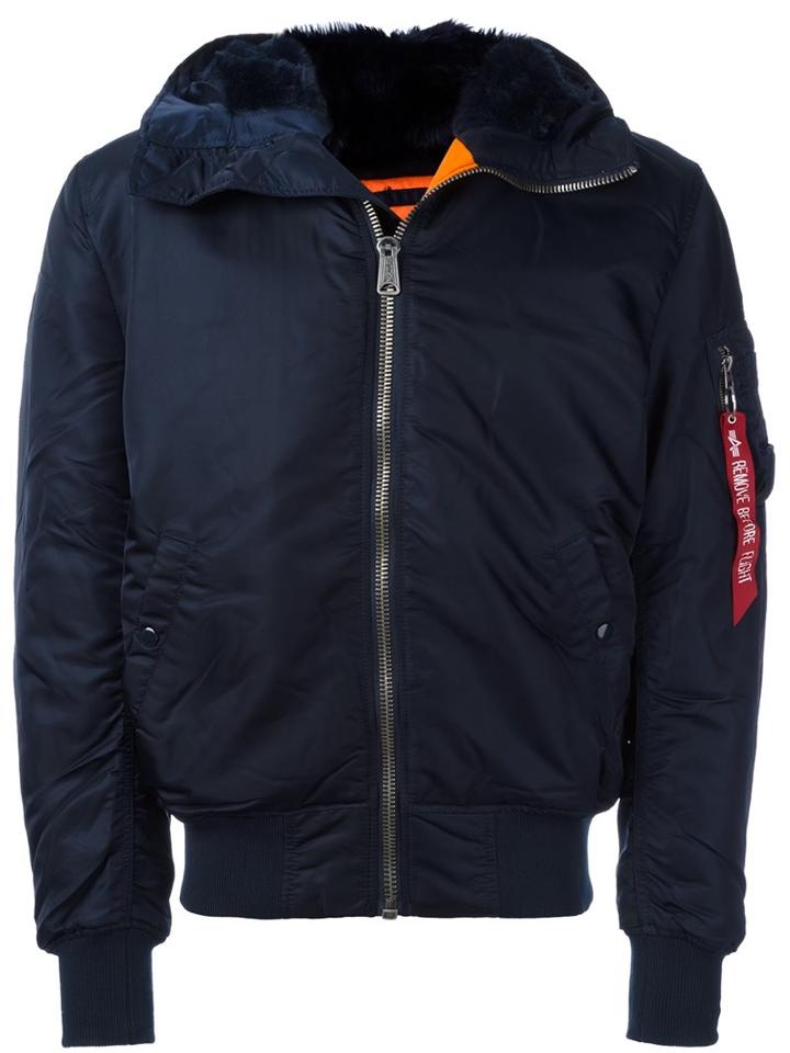 Alpha Industries Furred Collar Wind Breaker, Men's, Size: Medium, Blue, Nylon/polyester