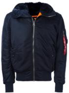 Alpha Industries Furred Collar Wind Breaker, Men's, Size: Medium, Blue, Nylon/polyester