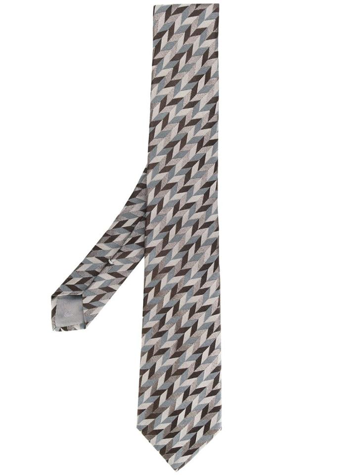 Emporio Armani Chevron Tie - Brown