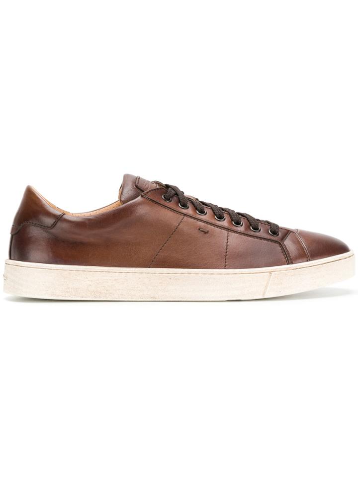 Santoni Leather Sneakers - Brown
