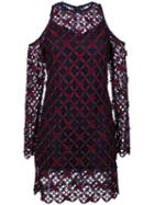 Self-portrait - Floral Grid Cold-shoulder Dress - Women - Polyester - 10, Polyester