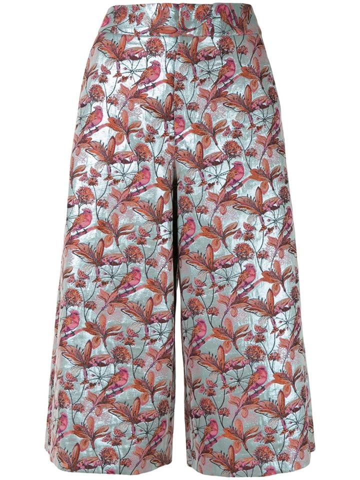 Shanghai Tang Bird & Floral Jacquard Culottes - Blue