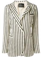 Erika Cavallini Striped Blazer, Women's, Size: 42, Black, Viscose/linen/flax/cotton/polyester