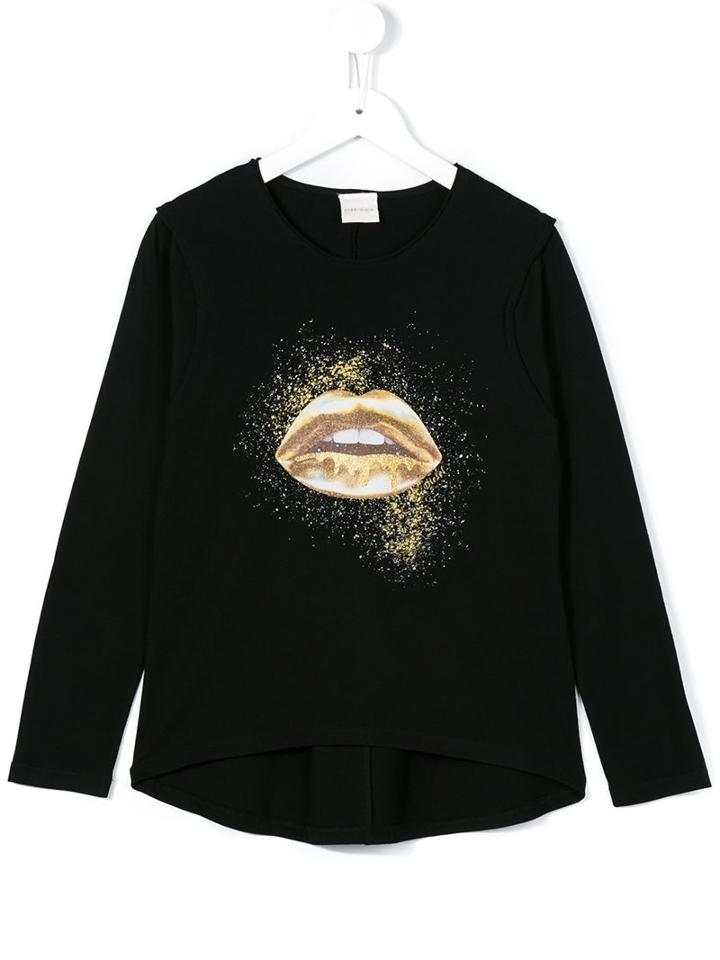 Diesel Kids 'lips' Print Longsleeved T-shirt, Girl's, Size: 9 Yrs, Black