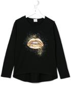 Diesel Kids 'lips' Print Longsleeved T-shirt, Girl's, Size: 9 Yrs, Black