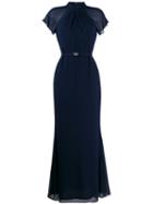 Lauren Ralph Lauren Rhinestone Belt Gown - Blue