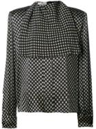 Valentino Vintage 1980's Geometric Textured Blouse - Brown
