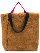 Plan C Shearling Tote Bag - Brown
