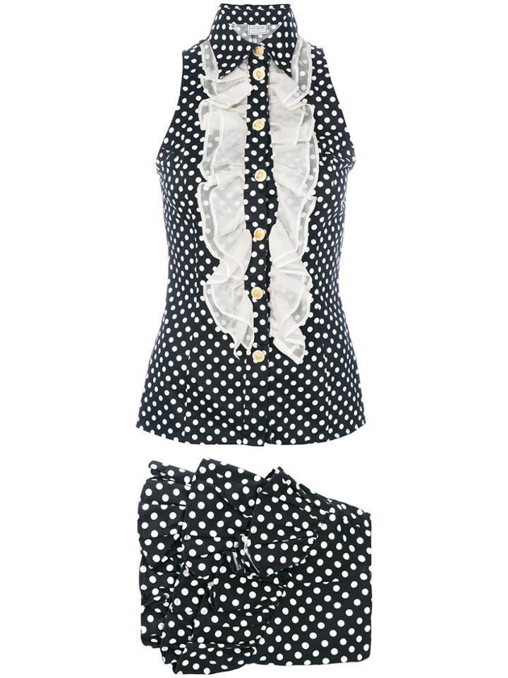Versace Vintage Dots Blouse & Rara Skirt - Black