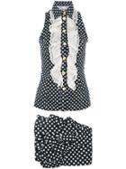 Versace Vintage Dots Blouse & Rara Skirt - Black
