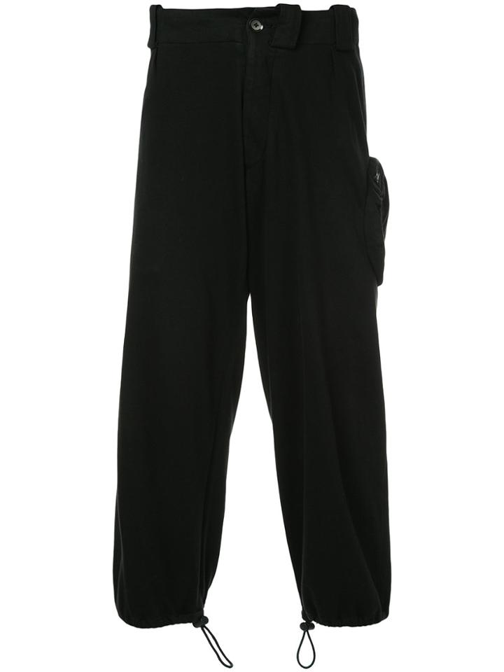 Yohji Yamamoto Vintage Drawstring-ankle Wide Trousers - Black