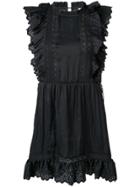 Ulla Johnson Embroidered Ruffle Dress - Black