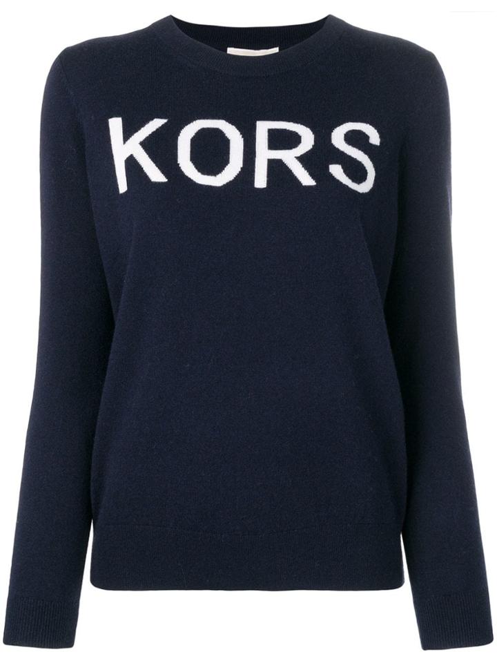 Michael Michael Kors Logo Crew Neck Jumper - Blue