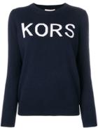 Michael Michael Kors Logo Crew Neck Jumper - Blue