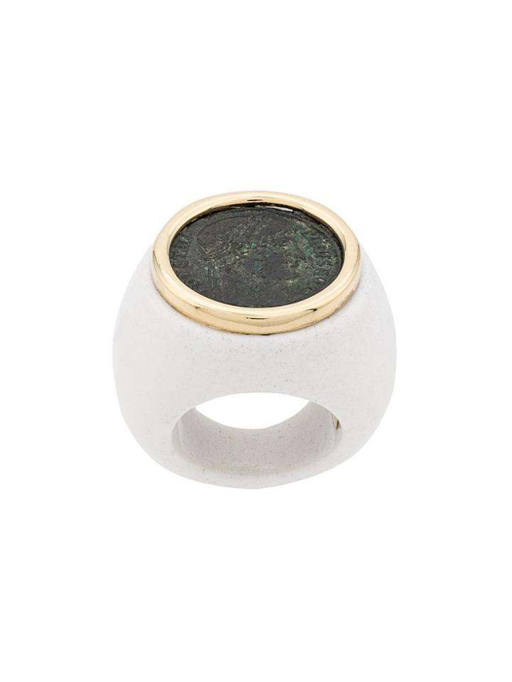 Dubini 18kt Yellow Gold Emperor Agate Ring - White