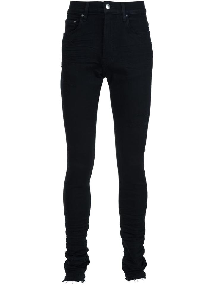 Amiri Raw Edge Skinny Jeans, Men's, Size: 36, Black, Cotton/spandex/elastane