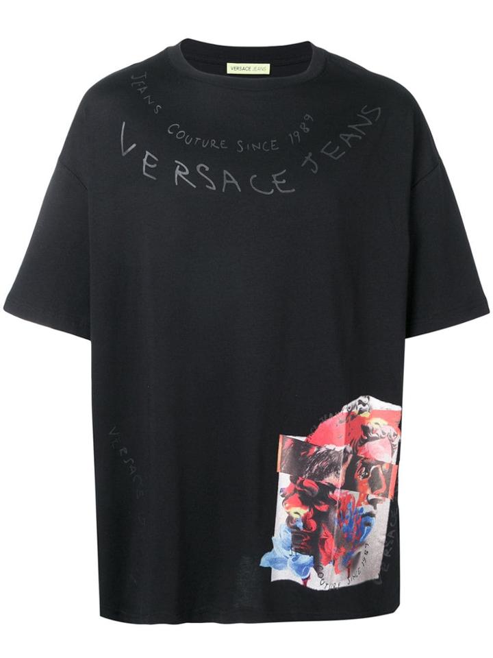 Versace Jeans Scribble Logo Print T-shirt - Black