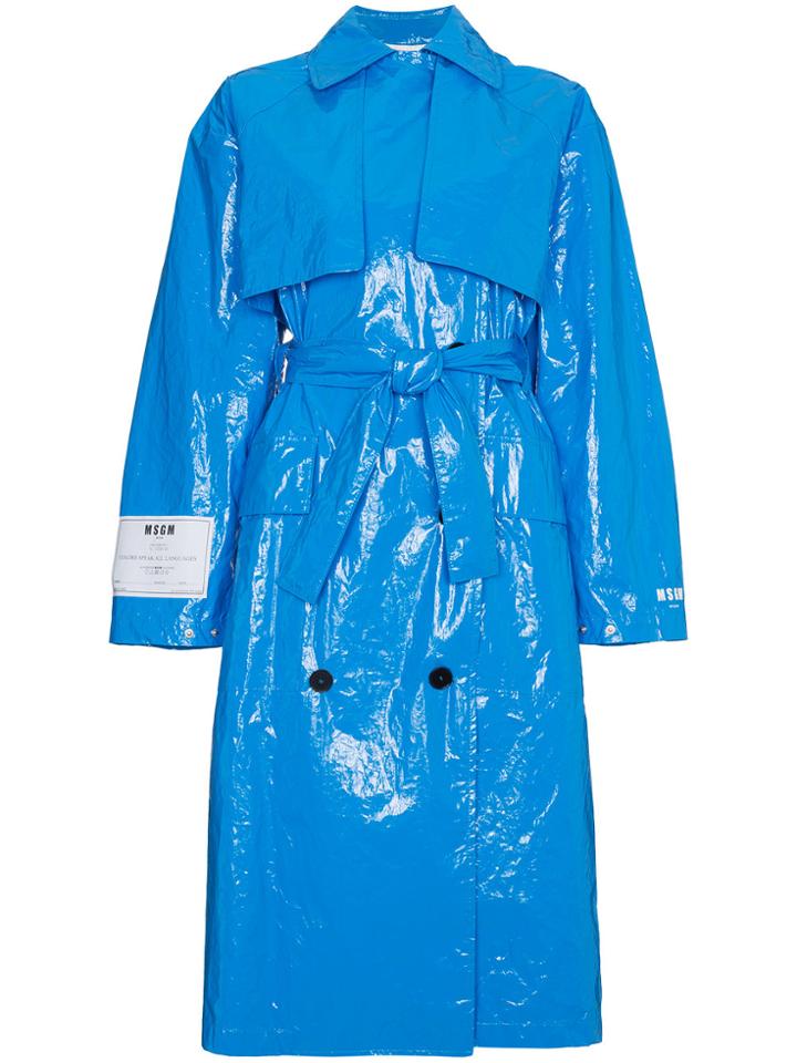 Msgm Oversized Pvc Trench Coat - Blue