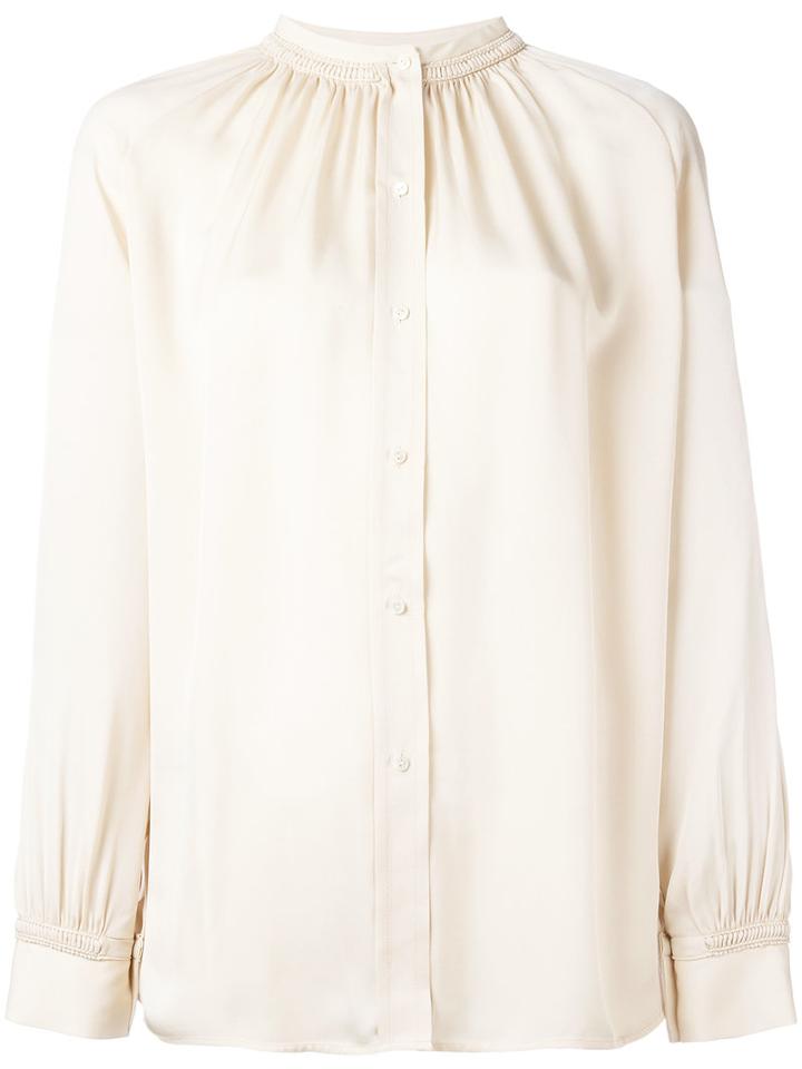 Vince Pleated Collar Blouse, Women's, Size: Xs, Nude/neutrals, Silk