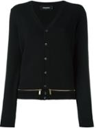 Dsquared2 Front Zip Panel Cardigan, Women's, Size: Xs, Black, Virgin Wool