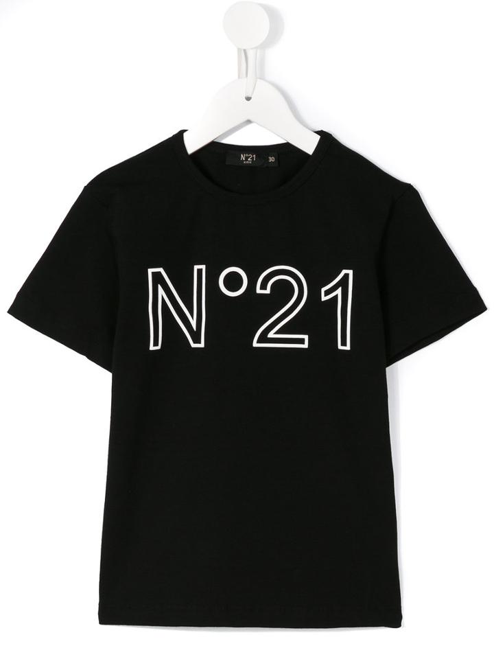 No21 Kids Logo Print T-shirt, Boy's, Size: 12 Yrs, Black
