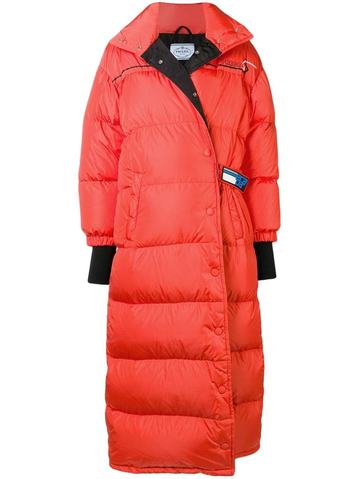 Prada Long Padded Coat - Yellow & Orange
