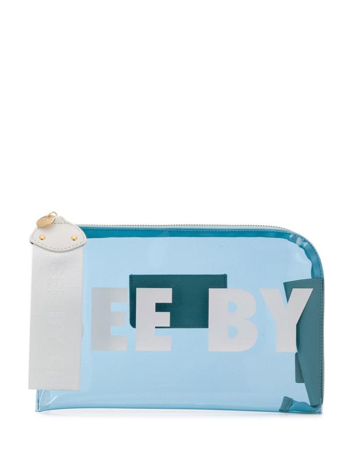 See By Chloé Logo Print Clutch - Blue