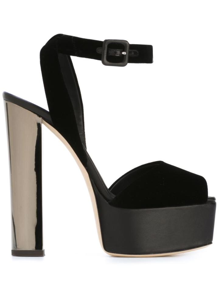 Giuseppe Zanotti Design Betty Platform Sandals, Women's, Size: 40, Black, Leather/metal/velvet/leather