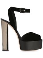 Giuseppe Zanotti Design Betty Platform Sandals, Women's, Size: 40, Black, Leather/metal/velvet/leather