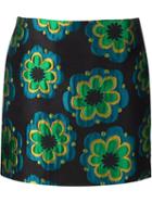 Suno Embroidered Flower Mini Skirt, Women's, Size: 2, Black, Acrylic/polyester/viscose/wool