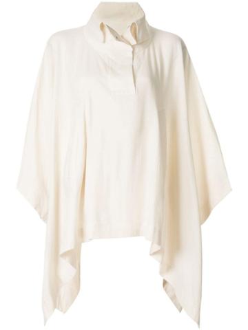 Blueflag + Kiminori Morishita Draped Poncho Jacket - White