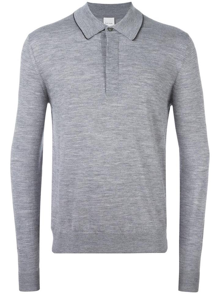 Paul Smith Longsleeved Polo Shirt, Men's, Size: Small, Grey, Merino